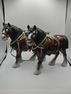 Vintage Glossy Plastic Clydesdale Model Horse Statue 9" Figure Hong Kong 3168